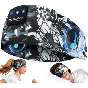 LOVE EYE Sleep Headphones Headband Bluetooth 5.4, Sports Headband Earphones Wireless Sleeping Eye Mask with HD Stereo Speaker for Workout Jogging Yoga Insomnia Travel Meditation Gifts (Painting Black)
