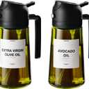 TrendPlain - Original 16oz/470ml Olive Oil Dispenser Bottle for Kitchen Gadgets and Air Fryer Accessories - Olive Oil Sprayer for Cooking w/Stickers - 2 Black