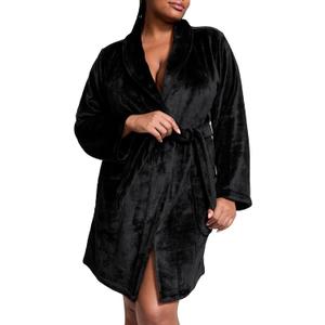 Victoria's Secret Short Cozy Robe, Robes for Women Medium-Large, Black)