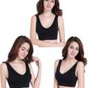 PRETTYWELL Sleep Bras for Women, Comfort Seamless Wireless Stretchy Sports Bra,3 Pack Yoga Bras, with Removable Pads (Small, 3 Pack Black)