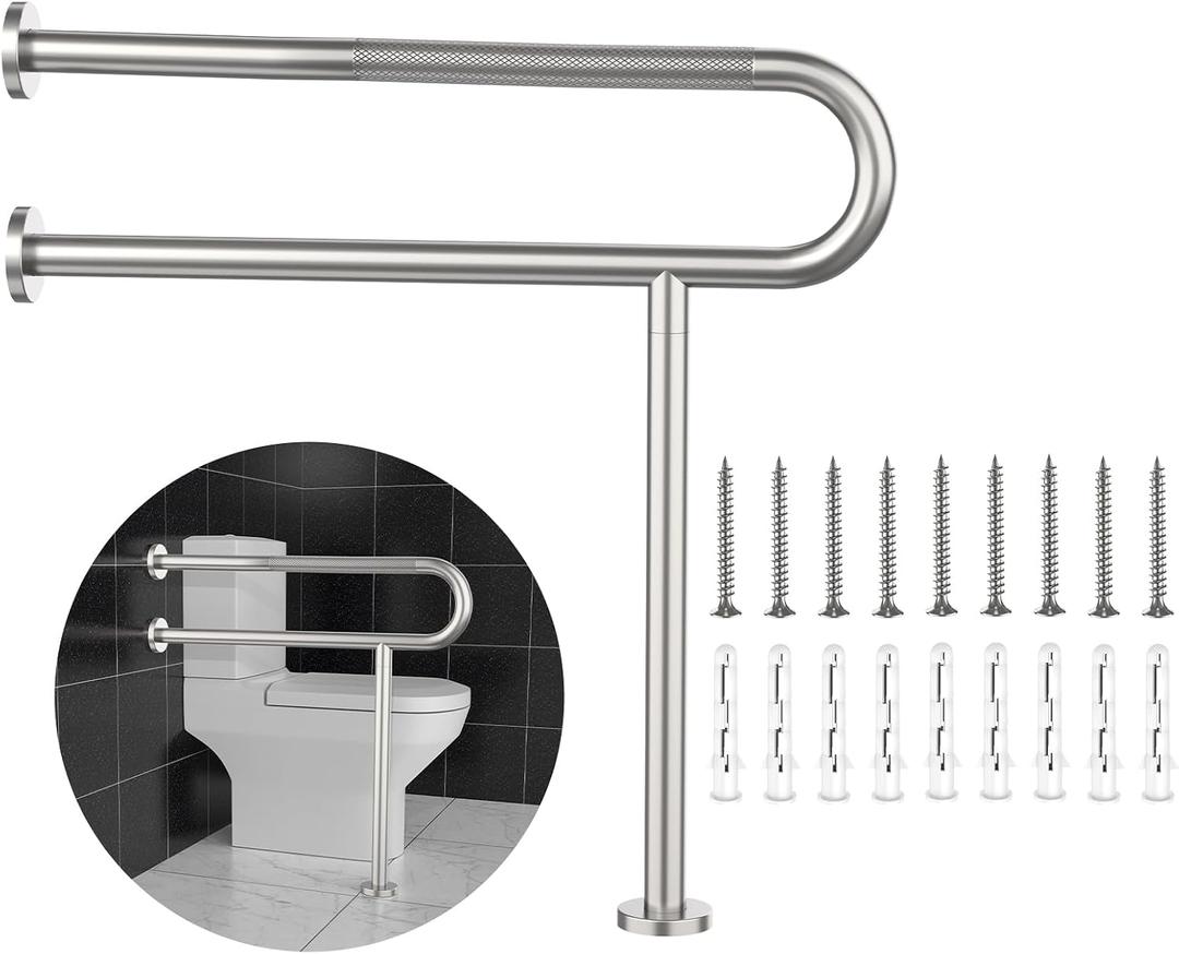 Toilet Grab Bar 32 Inch,YuanDe Wall to Floor Brushed Nickel Safety Grab Bar
