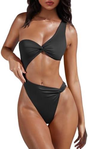 XXTAXN Women's Sexy Thong Cutout Monokinis Tie Beach One Piece Swimsuit Bathing Suit S