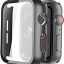 Misxi 2 Pack Hard PC Case with Tempered Glass Pack Of 2 Screen Protector Compatible with Apple Watch Series 4 Series 5 Series 6 SE 40mm, Scratch Resistant Overall Protective Cover for iWatch, Light Black
