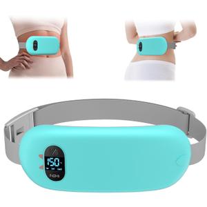 Portable Heating Pad for Cramps, Upgrade Cordless Electric Period Fast Heating Pad for Back Pain Relief Menstrual Belt 6 Heat 6 Massage Modes Gifts for Women Girls Her Girlfriend Light Blue