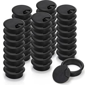 40 Pack 2 Inch (50 mm) Desk Grommet, Plastic Cable Hole Cover Bulk for PC Desk Arrange Wires, Flexible Wire Organizer Cable Cord Management Cords Through Computer Table for Home Office, Black