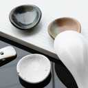 Small Ceramic Spoon Rest 3PCS for Coffee Tea Spoon Kitchen Counter Dining Table Decor, Stable Glaze Sauce Tray Porcelain Utensil Spoon Holder for Stove Top Coffee Bar Easy Clean (Orbicular-2)