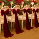 4 Pcs Christmas Velvet Chair Bows Sashes 12 x 43 Inch Red Velvet Bows Chair Covers for Christmas Wedding Birthday Party Dining Room Elegant Ribbons Tie Bands Holiday Party Decorations