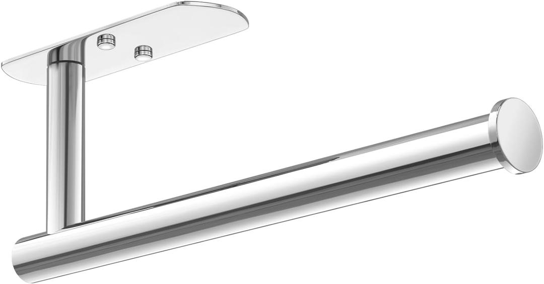 VAEHOLD Self Adhesive Paper Towel Holder Under Cabinet Mount, Wall Mounted Paper Towel Roll Holder for Kitchen, Bathroom, Wall - SUS304 Stainless Steel (Bright Surface) (Polished Chrome)