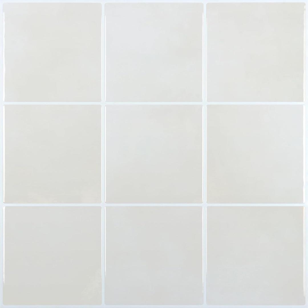 CHIHUT 12''x12'' 6 Sheets White 3D Peel and Stick Backsplash for Kitchen Subway Design Stick on Tile Self Adhesive Removable Wall Tile for Bedroom Living Room Square White Grout Vinyl Back Splash