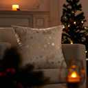 Topfinel Christmas Pillow Covers 20x20 Set of 2,Xmas Cream Velvet Snowflake Reindeer Decorative Pillow Case Winter Holiday Decor for Home Couch,White and Gold