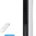 PNTCK 41" Evaporative Air Cooler, Bladeless Tower Fan Cooling Fan with 3 Speeds & 5 Modes, Ice Packs, 12H Timer, Remote, 80° Oscillating, 3-IN-1 Swamp Cooler for Bedroom Office Large Room