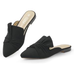 MUSSHOE Women Pointed Toe Mules Flats - Slip on Backless Loafers - Comfortable Work Slide Shoes for Professional Woman Aged 25-40 Casual Classic Dressy (Black Suede) -size 9
