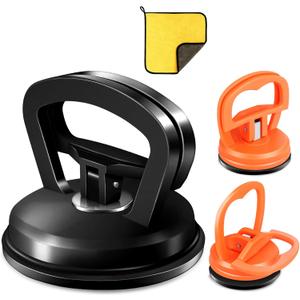 Dent Puller 3-Pack - Car Dent Puller, Dent Puller Kit with Heavy Duty Suction Cup & T-Handle Lifter. Dent Remover Tool for Car, Glass Lifting, Screen Moving (Black+Orange)