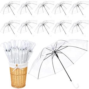 Wedding Stick Umbrellas Bulk, 40 Inch Large Canopy Umbrellas with Woven Rattan Basket Windproof Rainproof