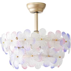 Gold Crystal Fandelier Ceiling Fans with Lights, 20" Gold Flower Chandelier Ceiling Fan with Light Remote Control, Caged Mid Century with 6 Speeds for Bedroom, Nursery, Living Room (Multi)