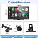 9'' Wireless CarPlay Screen for Car, Apple Car Play & Android Auto Car Stereo HD Touchscreen with 4K Dash Cam & 1080P Backup Camera, GPS Navigation & Mirror Link, for Most Vehicles