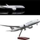 24-Hours 18” 1:130 Model Jet Airplane American Plane United Airlines B787 Model Plane Diecast Airplane for Adults with LED Light(Touch or Sound Control) for Decoration or Display