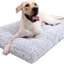 KSIIA Washable Dog Bed Deluxe Plush Dog Crate Beds Comfy Kennel Pad AntiSlip Pet Sleeping Mat for Large, Jumbo, Medium, Small Dogs Breeds, 53" x 36", Gray