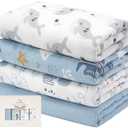 Yoofoss Muslin Swaddle Blankets, Organic Baby Blankets, 47 x 47 Inches Receiving Blanket for Baby Boys and Girls, Baby Essentials for Newborns Soft Breathable (Blue Ocean)