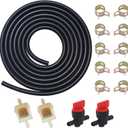 1/4 Gas Fuel Line kits,3 Meter Fuel Line Hose + 2Pcs 1/4" Inline Gas Fuel Shut Cut Off Valve + 2Pcs Fuel Filters + 10Pcs Clamps,for lawn mowers, tractors, tillers, snow blowers (Black)