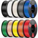 UJOY3D 10kg Elite PLA+ 3D Printer Filament Bundle, 10 Color Pack 3D Printing Filament 1.75mm, 1kg Spool 10 Pack, Black+Jade White+Cream White+Grey+Red+Cobalt Blue+Green+Orange+Yellow+Beige Skin