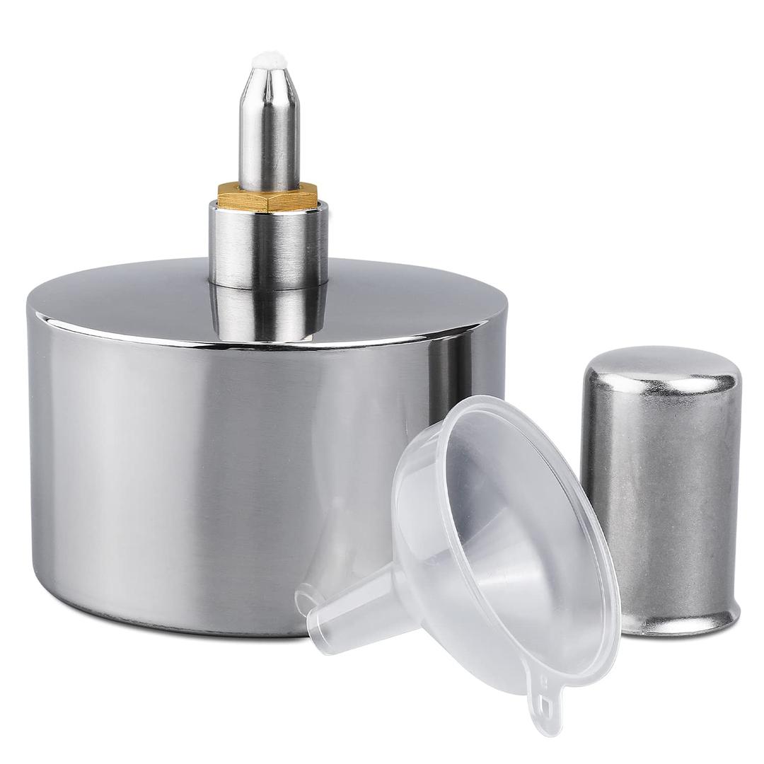 faruijie 400ml Alcohol Lamp Stainless Steel - Explosion Proof Bunsen Burner Heavy Walled Heating Lamp Lab Lamp with Screw and Wick & 1 Free Funnel