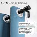 Curtain Rods for Windows 16 to 88 Inches Adjustable Length 1 Inch Diameter Window Curtain Rod with Aluminium Finials, Black