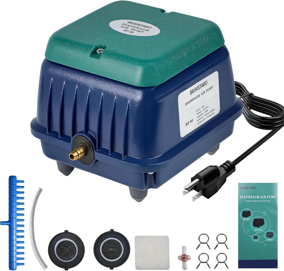 Upgraded HP-90 Pond Aerator/Septic Tank Linear Air Pump, Powerful 1350GPH Aeration System, Linear Air Pump for Oxygenation, for Koi Ponds/Aquariums/Wastewater Treatment/Fish Farms/Seafood Restaurants