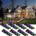 Modern 7inch RGBW LED Hardscape Lighting,9 Modes Color Changing Retaining Wall Lights,12V AC/DC 3W Low Voltage Landscape Lighting,Swivel Outdoor Step Light,50,000Hours Lifespan,8 Packs