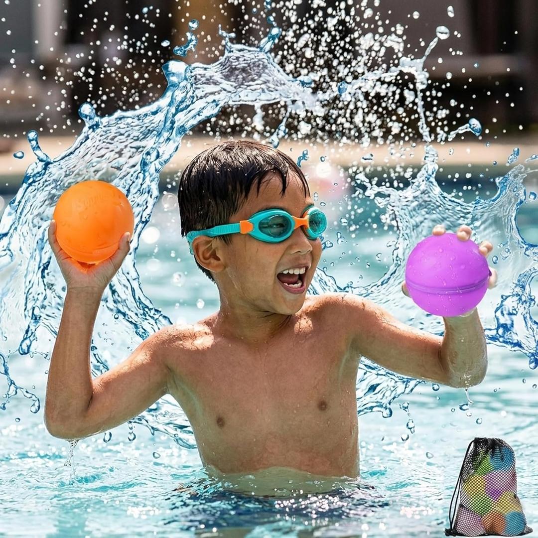 Reusable Water Balloons - 12 PCS Quick Fill Refillable Water Balloons for Kids & Adults - Soft Silicone Water Bombs for Summer Pool Parties, Backyard Games & Outdoor Water Fun (colorful)