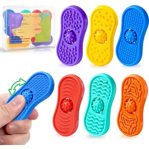 Sensory Fidget Toys For Kids 6 Pack Silicone Worry Stones for Autism & ADHD Calming Down Quiet Figette Classroom Must Have Stress Toys for Anxiety Relief Office Desk Toy Set Easter Basket Stuffer Gift