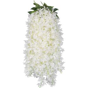 Artificial Lilac Flowers Garland 8Pcs-24Branches 33.5in Fake Syringa Wisteria Vines Faux Silk Lilac Hanging Floral Decoration for Indoor Outdoor Wedding Arch Birthday Party Garden Balcony (White)