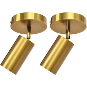 Track Lighting Ceiling Spotlight, Gold Ceiling Light Fixture, Gu10 Spotlights Indoor Angle Adjustment Modern Wall Lamp for Living Room, Gallery, Cabinet, Hallway, Bedroom 2 Packs