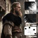Male Viking Fur Shawl Costume-Medieval Male Fur Shoulder Wrap for Renaissance (Black)