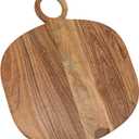 Creative Co-Op Oval Acacia Wood Oval Cheese and Cutting Board with Handle, Natural