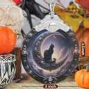 Stained Glass Christmas Ornaments - Tree Decorations - Gift Exchange Ideas - Witch Black Cat Design