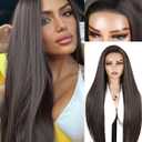 WIGER 28 Inch Straight Lace Front Wigs Long Light Black Synthetic Heat Resistant Cosplay Wig For Women Pre Plucked Glueless Wig for Halloween Costume Girl Party Hair