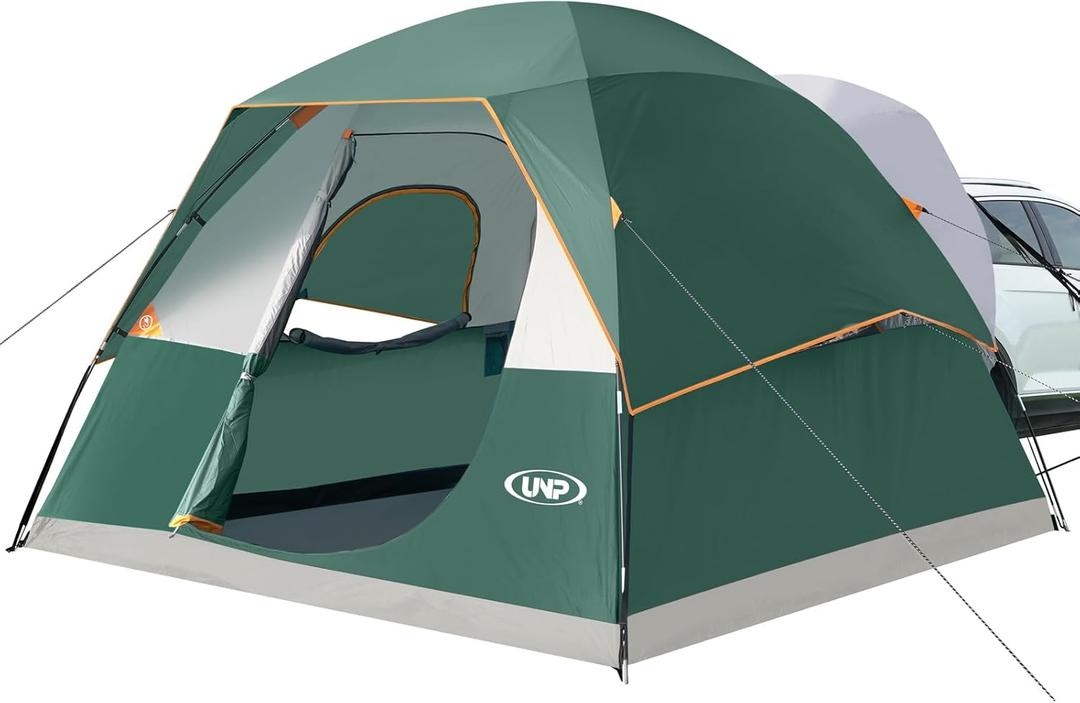 UNP SUV Dome Tent for Camping, Outdoor 6 Person Car Camping Tent, Easy Set Up SUV Tailgate Tent with Rainfly 10' x 10' Vehicle Camping Tent (Green)