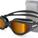 OMID Swim Goggles, P2 Polarized Swimming Goggles for Men Anti-fog Goggles Swimming for Adult Women (B7-all Black Frame Coffee Lens)