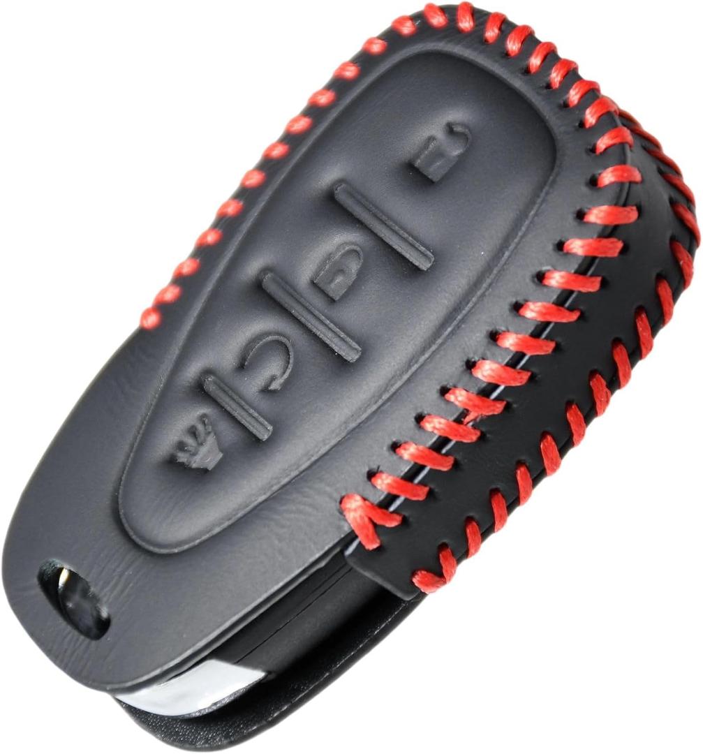 Zorratin Handmade Stitching Leather Key Cover for Chevrolet Malibu Camaro Trax Traverse Sonic Cruze Volt Equinox Trailblazer (4 buttons w/ remote start button, Black W/ Red Stitch) Zorratin Handmade Stitching Leather Key Cover for Chevrolet Malibu Camaro Trax Traverse Sonic Cruze Volt Equinox Trailblazer (4 buttons w/ remote start button, Black W/ Red Stitch)
