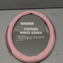 PIC AUTO Steering Wheel Cover, Glitter Gel Particles & Pink Luxury Leather Car Steering Cover, Universal Fit 14.5"-15.5" Anti-Slip Car Wheels Cover for Girls & Women
