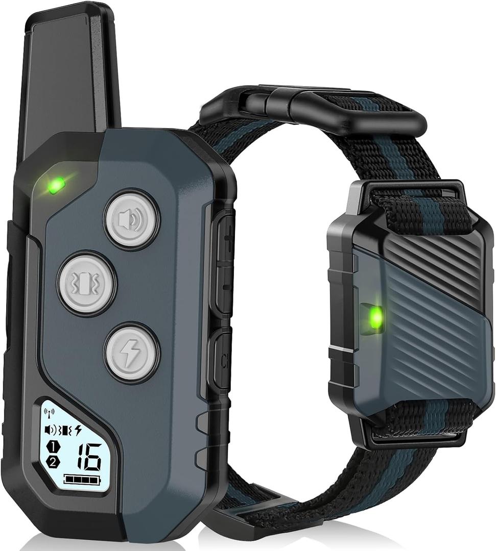 Shock Collar for Dogs, IP67 Waterproof Dog Training Collar with Remote, 3 Training Modes with Beep, Vibration, and Safe Static, Rechargeable E Collar for Large Medium