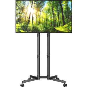 Rolling TV Cart, Mobile Stand for 32-70 Inch LCD LED Flat & Curved TVs, Height Adjustable with Wheels, Holds up to 110 lbs, Max VESA 400x400mm (Black)