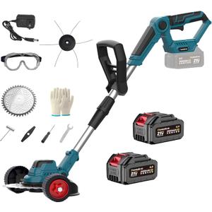 Electric Weed Wacker with Wheel Brushless Cordless Weed Eater Battery Powered| 60 Minute Battery Life | Silent Design, One Click Start | Suitable for Small and Medium-Sized Lawns