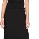 S.L. Fashions Women's Long Length Ruched Waist Formal Evening Dress with Beaded Illusion Sleeves (Petite and Regular Sizes) (Black)