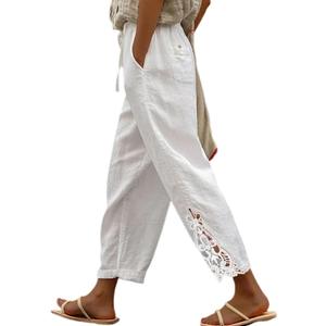 Acelitt Women Casual Lightweight Drawstring Elastic Waist Pants with Pockets, S