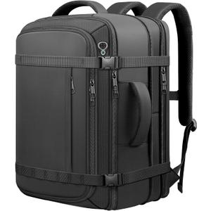 Roomy Carry On Backpack with LifetimeWarranty, Expandable Large Capacity Travel Backpack with USB Cable Port,Fits18.4" Laptop,Water Resistant Anti Theft Carry on Laptop Backpack,Flight Approve,Black