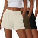 Huukeay 3 Pack Women's Sweat Shorts with Pockets Lounge Elastic High Waist Athletic Shorts Summer Workout Comfy Sweatshorts (XL)