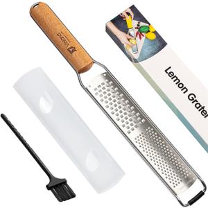 Citrus Lemon Zester & Cheese Grater (Razor-Sharp Stainless Steel Blade & Protect Cover) For Citrus, Parmesan Cheese, Lemon, Ginger, Garlic, Chocolate, Nutmeg, Vegetables and Fruits - Dishwasher Safe