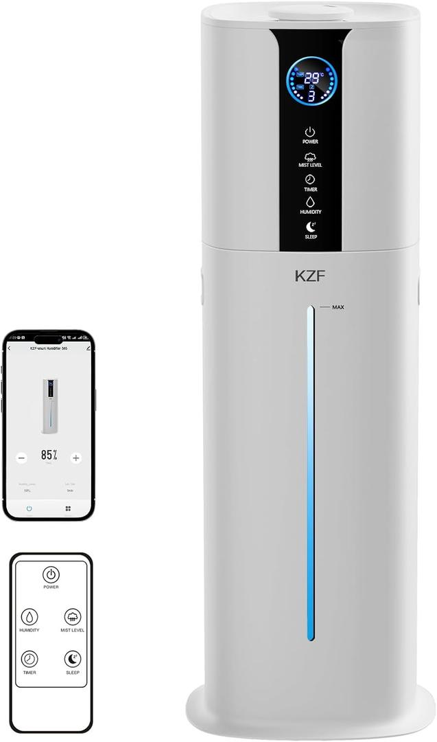 9L Smart Humidifiers for Bedroom Large Room, 2.3Gal Cool Mist Top Fill Diffuser App & Remote Control, 3 Mist Modes, Quiet Humidifier for Home Office Plant (APP White)